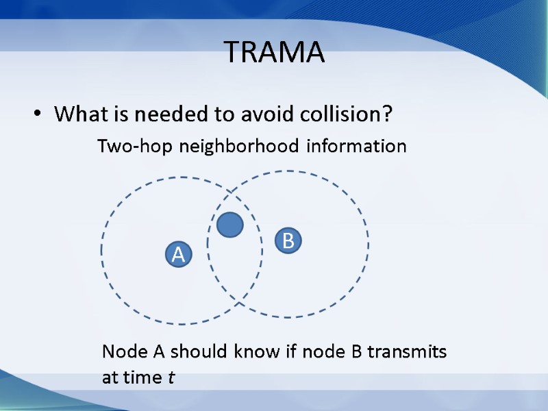 TRAMA What is needed to avoid collision?